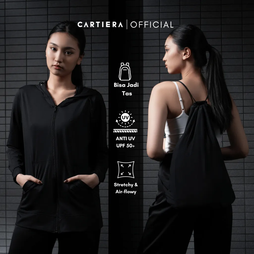 Cartiera Flip Jacket Hoodie Lipat Jaket Anti UV Motor Olahraga Pria Wanita UV Protection UPF50+