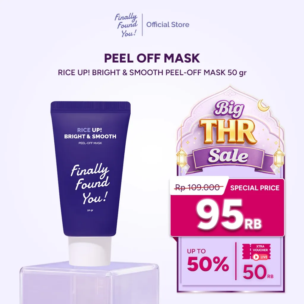 Finally Found You! RICE UP! Bright & Smooth PEEL-OFF MASK 50gr - Menghidrasi dan Mencerahkan Wajah