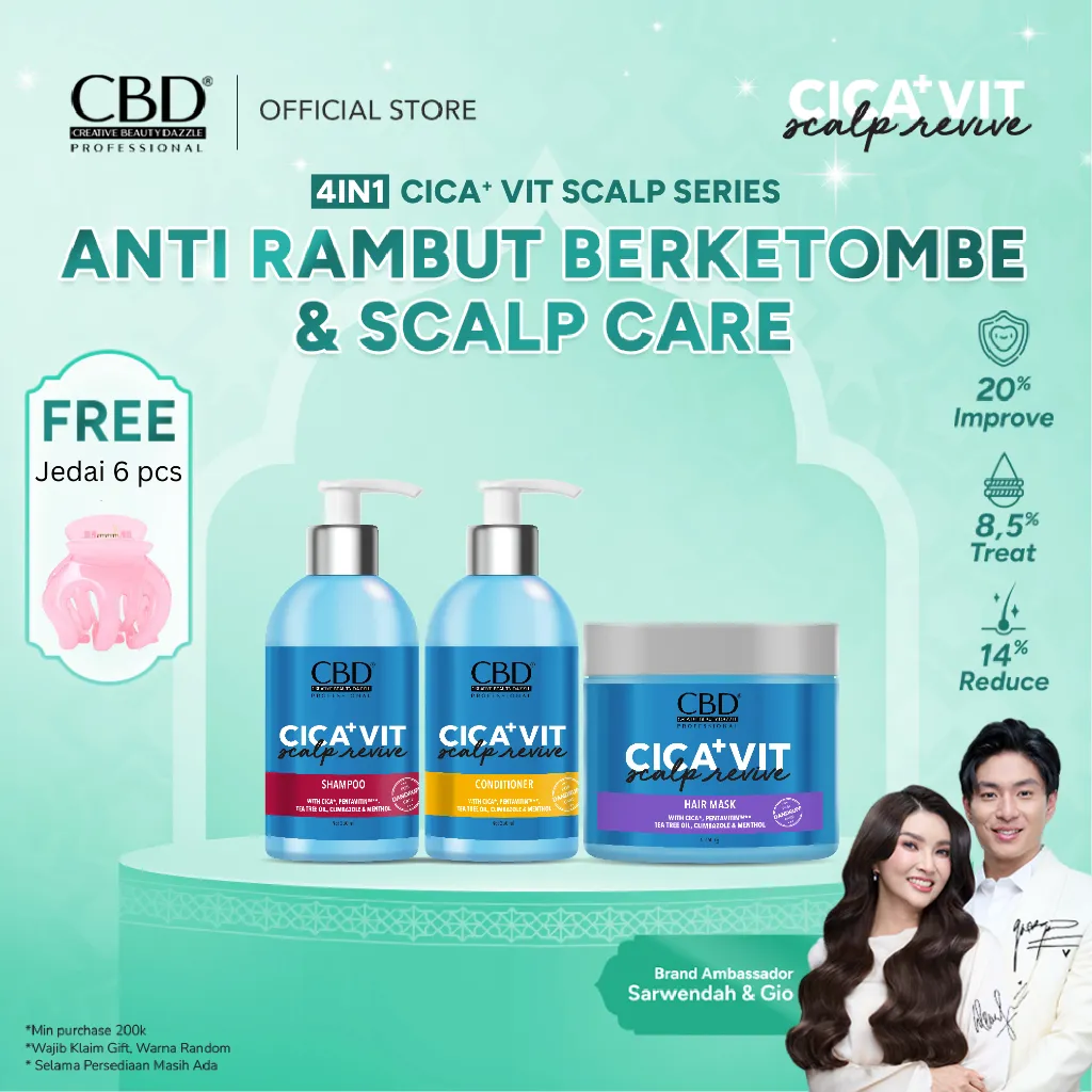 CBD Cica+ Vit Scalp Revive Shampoo / Conditioner / Hair Mask for Anti Ketombe/Dandruff | Scalp Care | Haircare