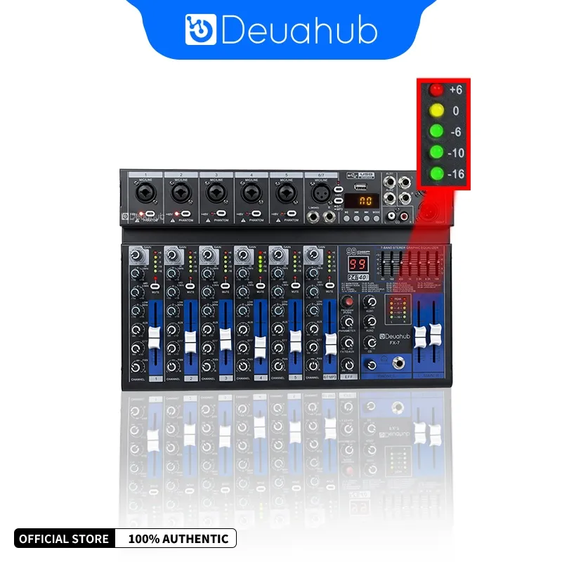 Deuahub Profesional Mixer Audio FX-5/FX-7 5/7channel Bluetooth/PC/MP3 Misker Audio For Karaoke/KTV/Stage