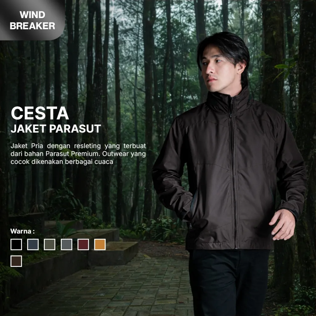 [BEST SELLER] Coop Design - Cesta Jaket Motor Parasut Hokus WindBreaker Pria dengan Hoodie