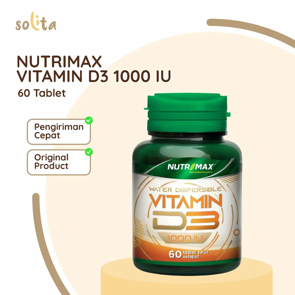 Nutrimax Vitamin D3 1000 IU isi 60 Tablet Vit Imun Imunitas Kekebalan Daya Tahan Tubuh D 3 1000IU