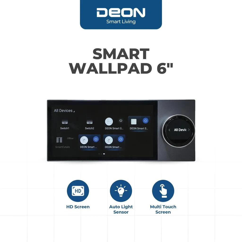 DEON Smart Wallpad 6 Inch Black | Smart Control Panel | Smart Home Display