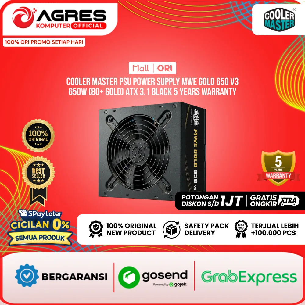 COOLER MASTER PSU POWER SUPPLY MWE GOLD 650 V3 650W (80+ GOLD) ATX 3.1 BLACK 5Y