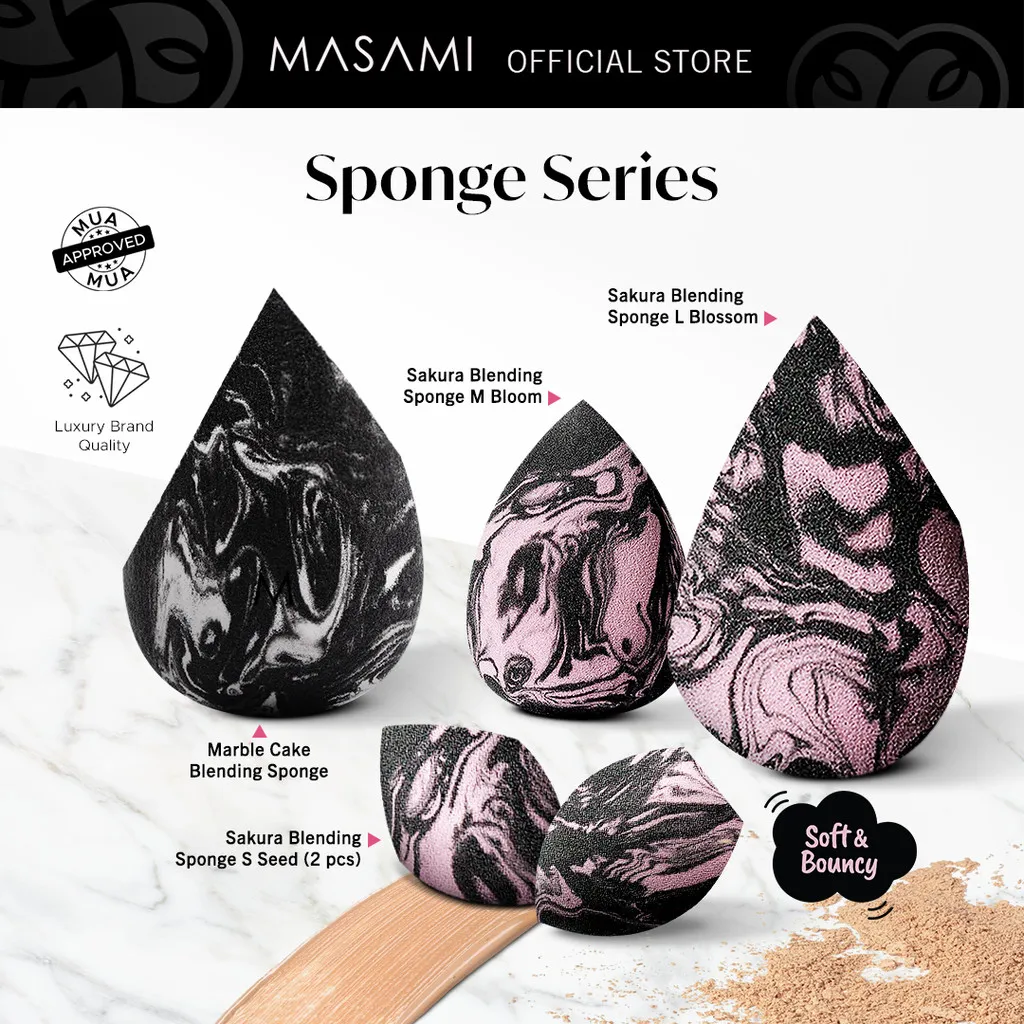 Masami Blending Sponge Latex Free | Sponge Makeup Blending Puff Sponge Beauty Blender | Sponge Base Make up | Sponge Lembut & Tahan Lama | Spon Bedak Spons Foundation | Spons Make Up Bedak Tabur | Sponge Cushion