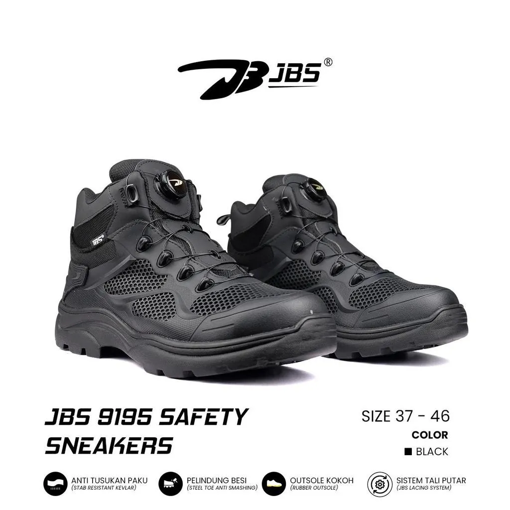 Sepatu Safety Outdoor Tactical JBS 9195 Safety Sneakers Tali Putar 6 inch Anti Paku Ujung Besi