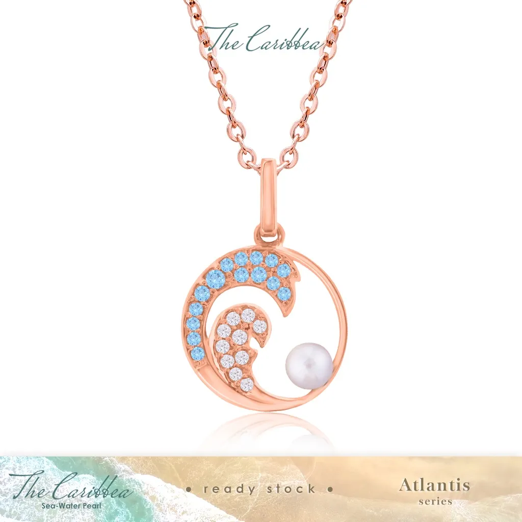Liontin Mutiara Emas The Caribbea - Atlantis Series Wave Pendant