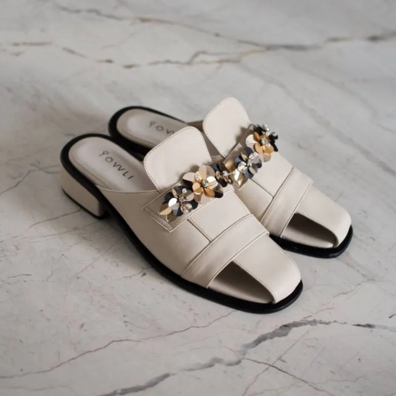 YOVVLI ATALA BEADS Sepatu Pesta Wanita mules hak 3cm