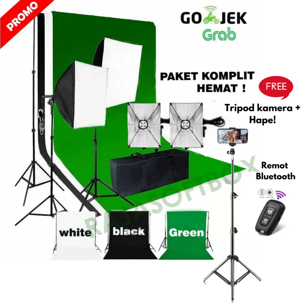 Backdrop Perlengkapan Lampu Studio Mini  Lighting Studio Softbox e27  Background Foto Photo Studio