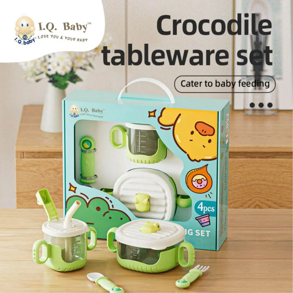 I.Q Baby 3-in-1 Tempat Makan dan Minum Bayi MPASI FOOD GRADE BPA FREE / Peralatan Makan Bekal Anak Lunchbox dengan Piring Gelas dan Sendok Garpu | Tempat Makan Set 3-in-1 | Kado Bayi Giftset Hampers