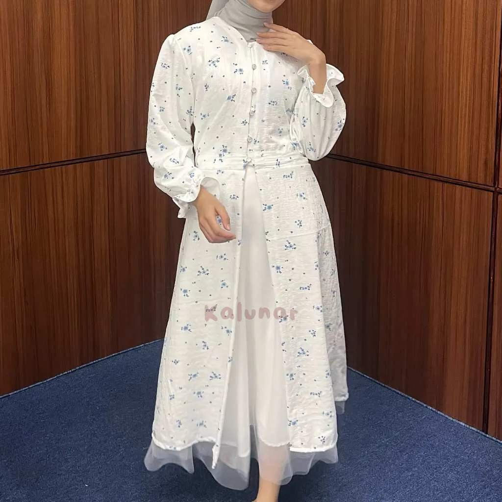 [READY STOCK] KALUNAR - Daisy Tunik Lebaran Kondangan (Atasan Gamis Wanita Motif Bunga Modern)