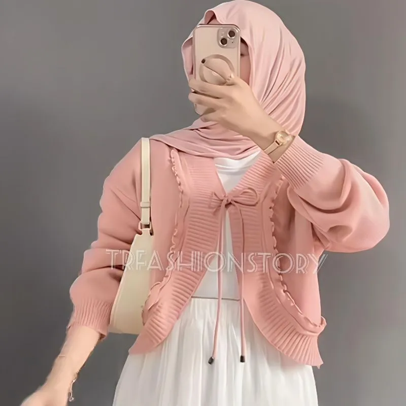 Bolero Pevita Outer Knit Coquette Lengan Panjang Crop