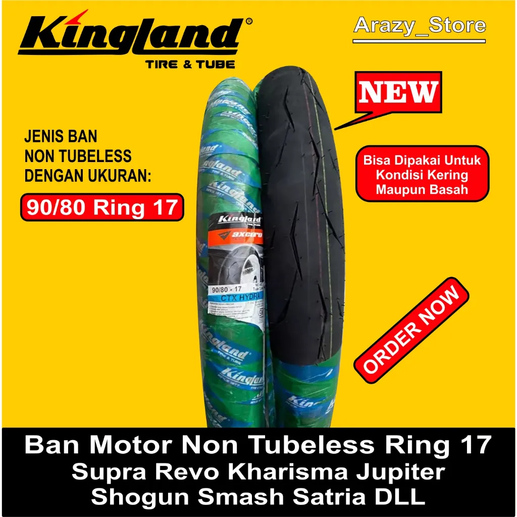KINGLAND Ban Motor CTX Hydra 90/80-17 dan 80/80-17 Non Tubles Original & Baru
