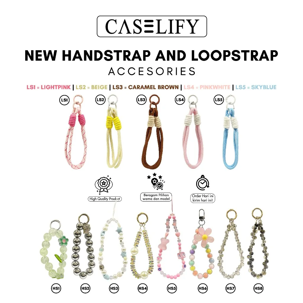 CASELIFY Tali Gantungan Case HP Handstrap Loopstrap Caselify Tali Anti Jatuh Manik Lucu Korea Style