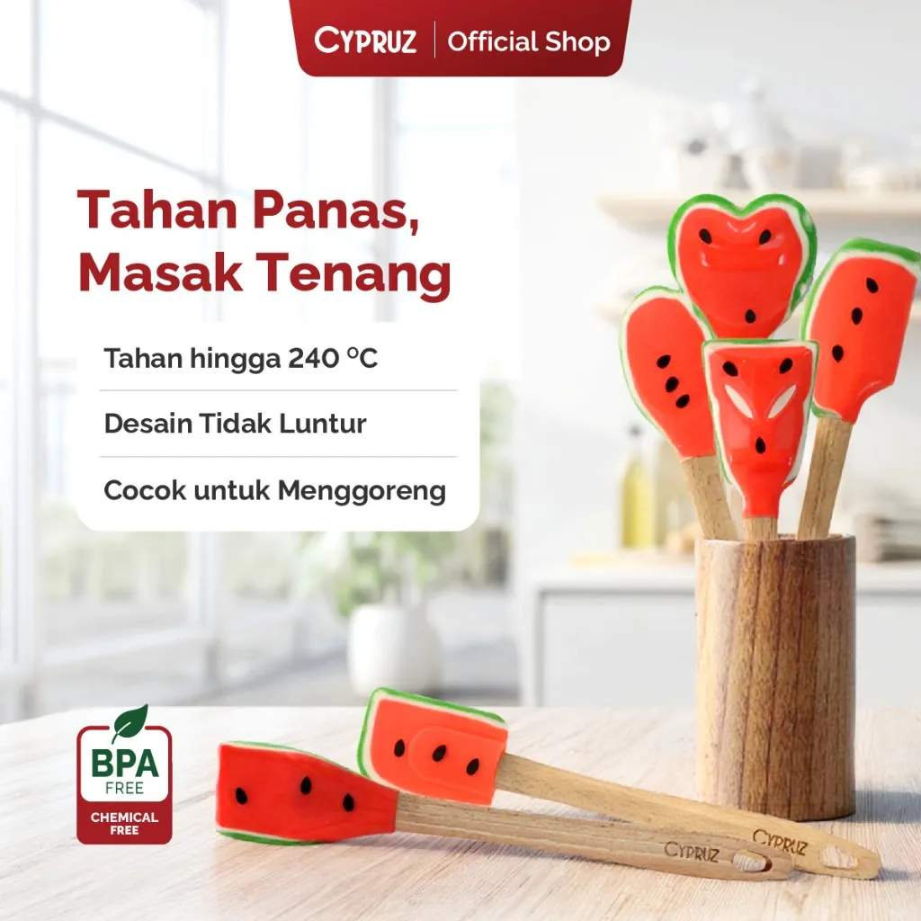 Cypruz Utensil Turner Spatula Silicone Tahan Panas Motif Semangka