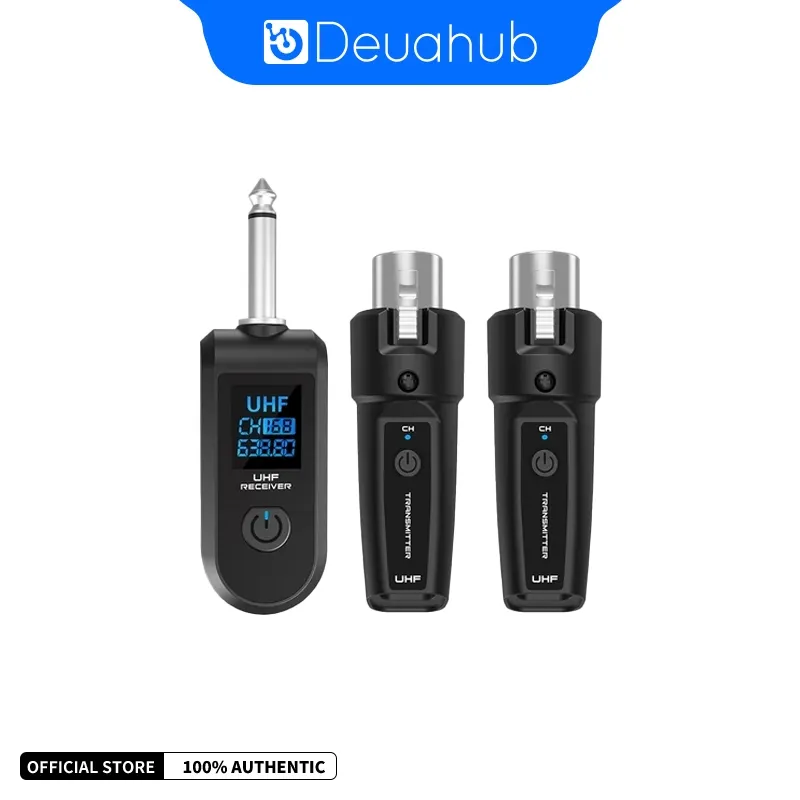 Deuahub UHF XLR Adapter System Wireless Microphone Transmitter Receiver System For Dynamic Microphone