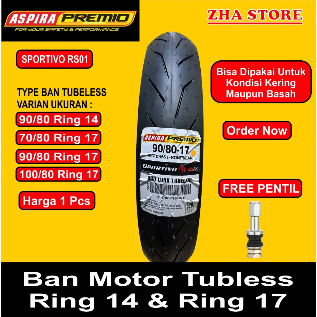 Promo Aspira Premio Sportivo RS01 Ban Motor Ring 14 & 17 Ban Balap , Ban Racing ( Tubles )