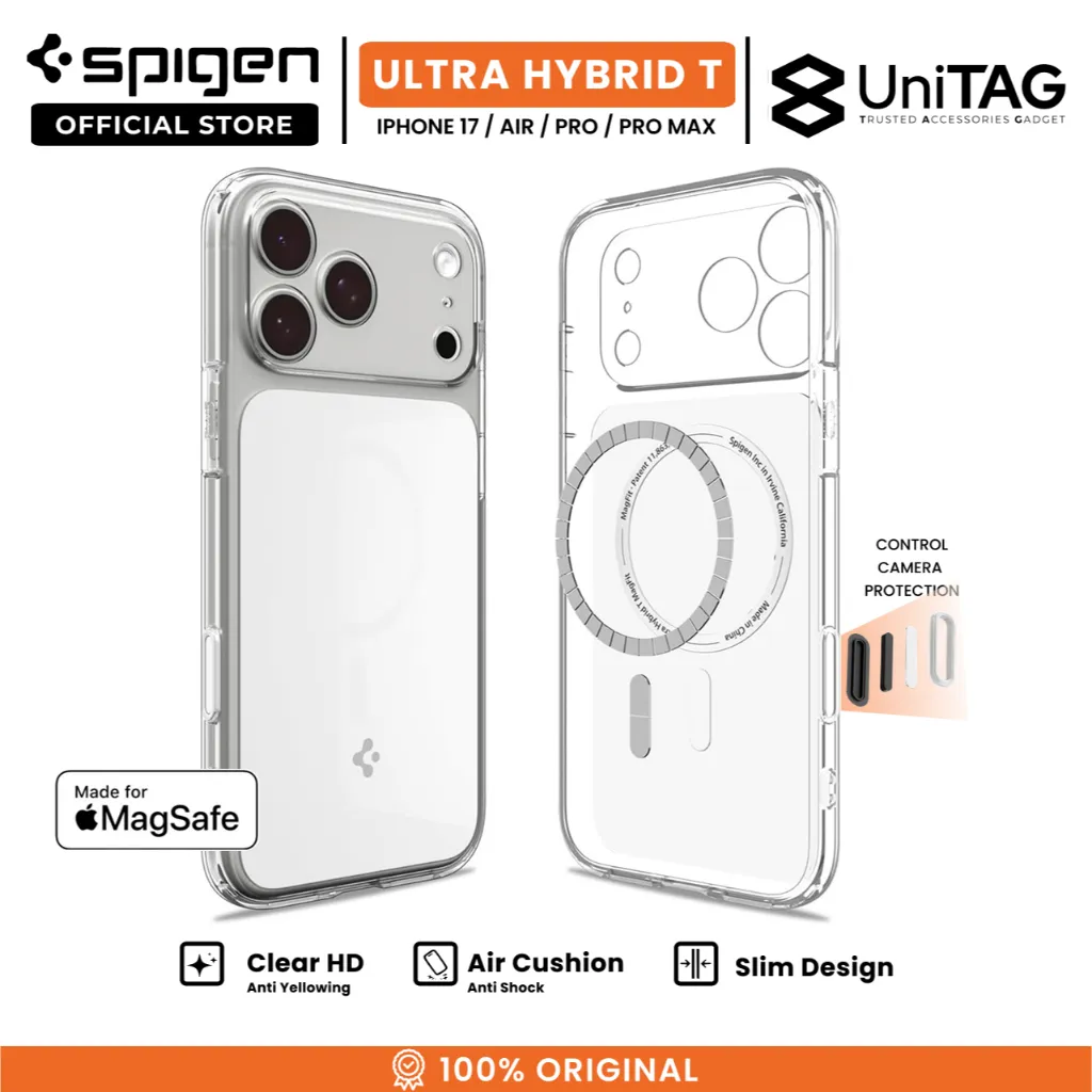 SPIGEN Case for iPhone 17 Pro Max Air Ultra Hybrid T MagFit MagSafe Clear Case Anti Crack Hybrid Casing