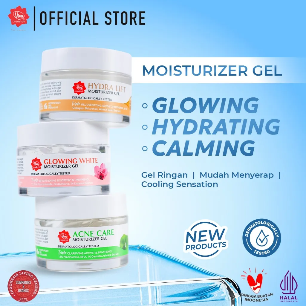 [NEW] Viva Moisturizer Gel with NIACINAMIDE, SODIUM HYALURONATE, GLUTATHIONE and CICA Extract – Tersedia 3 Varian