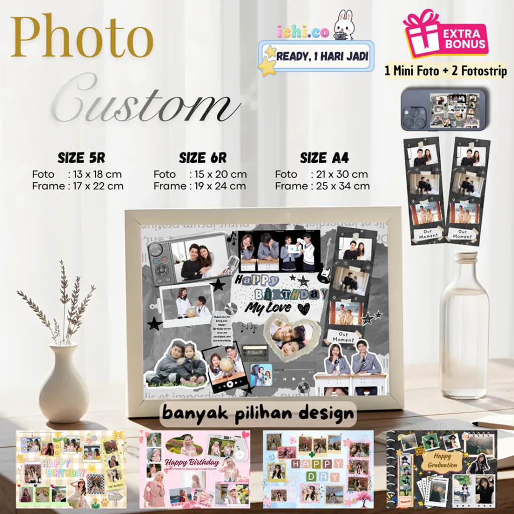 ichi_gift.co - (Scrapbook 5R, 6R, A4) -  Foto Custom Scrapframe Ulang tahun, Wisuda, Best Moment