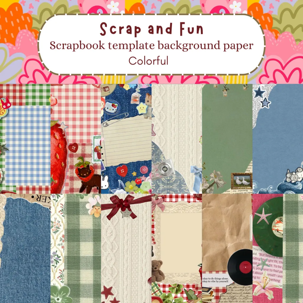 [INFINITY] Scrap & Fun template Scrapbook background deco paper isi 12 sheet
