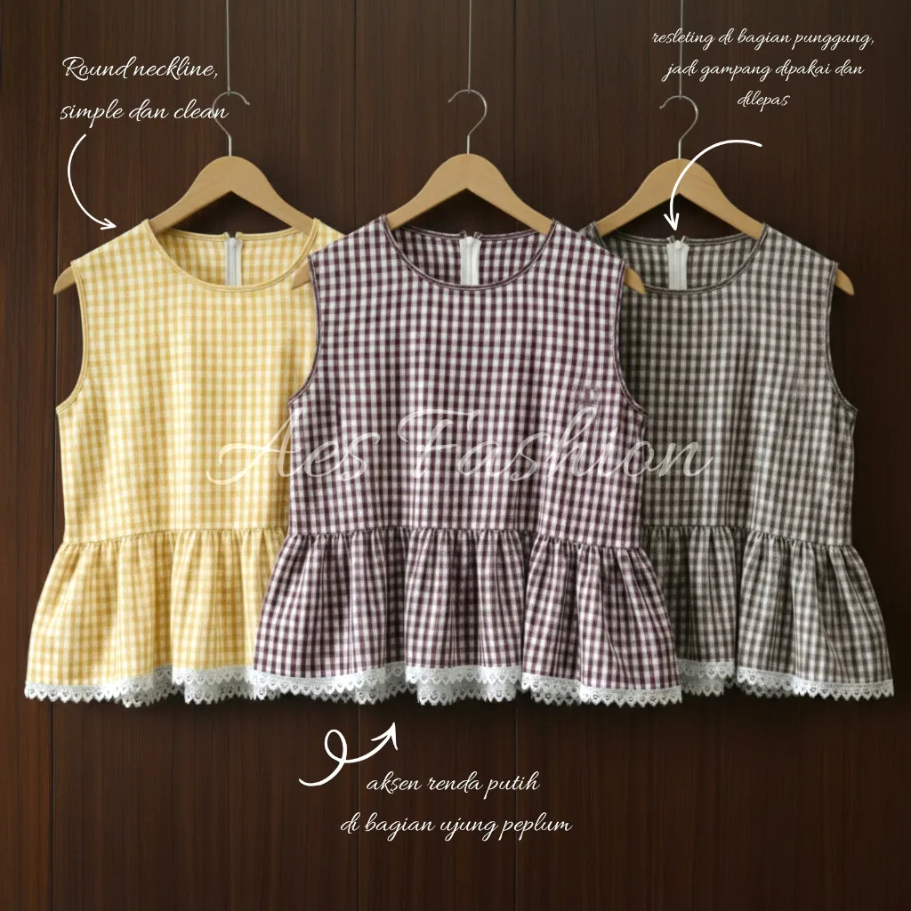 Aes Fashion Jena Vest Inner Renda Atasan Wanita Stripe Pink Sleeveless Inner Cardigan Stripe Katun