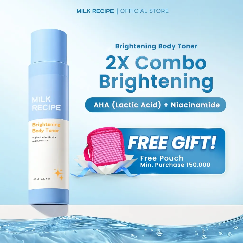 [FREE GIFT] Milk Recipe Brightening Body Toner – Toner Pencerah badan pencerah ketiak pencerah leher body exfoliasi AHA & Niacinamide, Mencerahkan Leher & Siku, Kulit Belang & Gelap, Penghilang Noda Hitam & Bekas Jerawat Badan