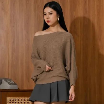 SUETERCLOTH - Amber Batwing Knit Top/Knit Top Wanita/Oversize sweater knit/Sabrina knit top/Atasan wanita sabrina