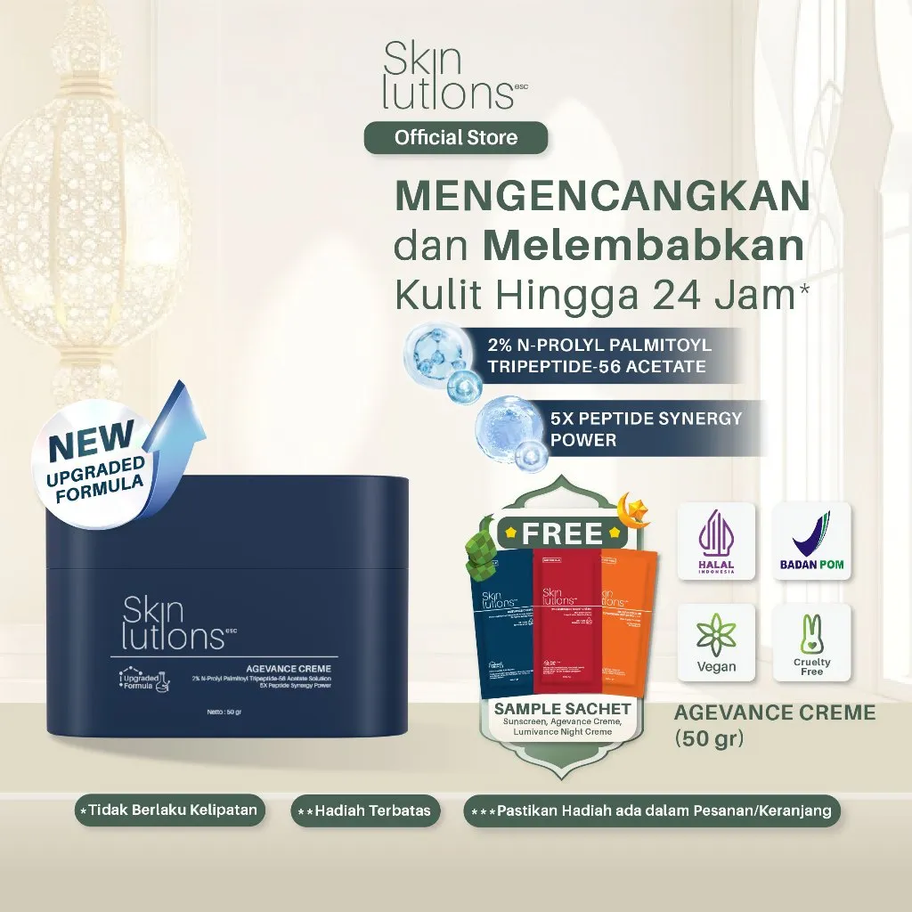 [BEAUTYVAGANZA] SKINLUTIONS ESC Agevance Moisturizer Cream / Pelembab Wajah & Anti Aging Kusam Kerutan Niacinamide + Peptide 2%