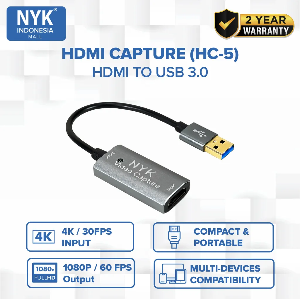 NYK Hdmi Video Capture Usb 3.0 4k 1080p HC 5