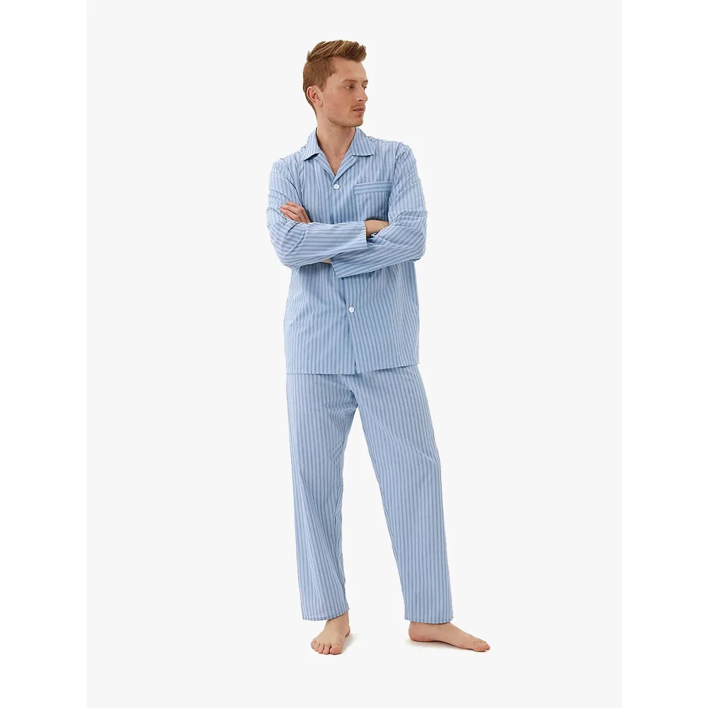 M&S - Pakaian Tidur Pria - Cotton Blend Bengal Stripe Pyjama Set