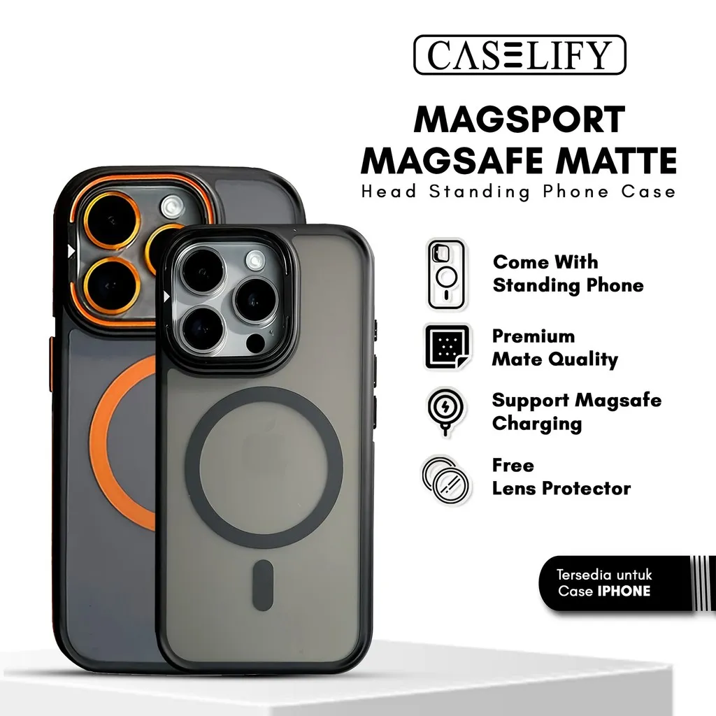 CASELIFY Magsport magsafe standing matte bonus free lens protector compatible with iphone case 11 12 13 14 15 16 pro plus max