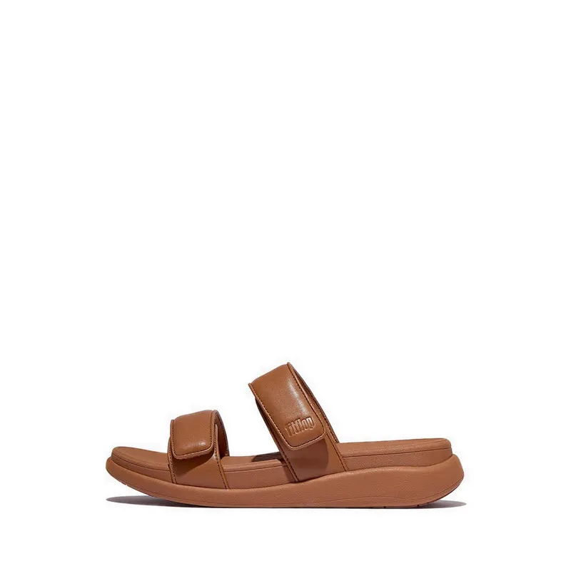Fitflop F-Mode Go Adjustable Flatform Two-Bar Slides - Deep Tan