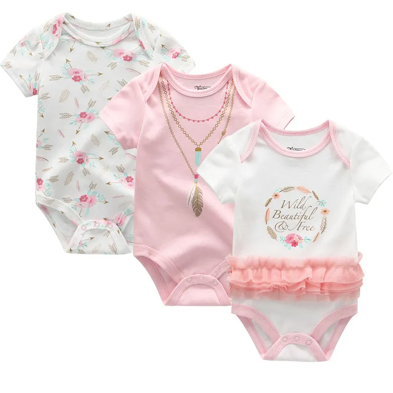 Baby Onesie-3Pcs Jumpsuit Bayi Perempuan Berkualitas Bayi Perempuan Hadiah Kelahiran