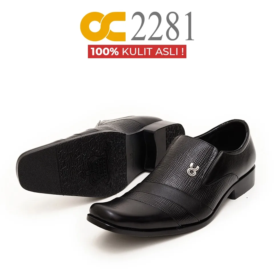 Sepatu Kantor Pria Kulit Asli Odon Cibaduyut OC 2281 Pantofel Casual Hitam Coklat Putih New Kekinian