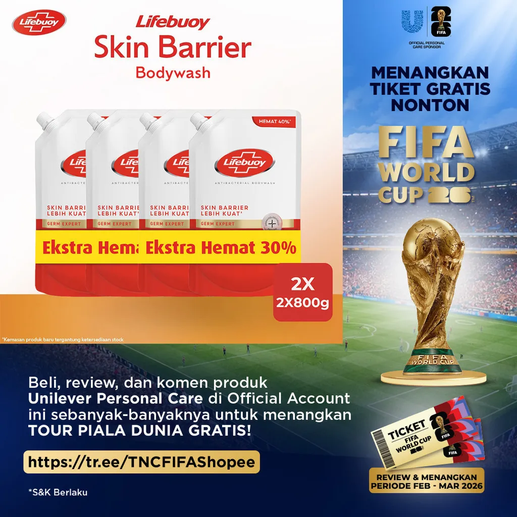 [LEBIH HEMAT 30%] Lifebuoy Sabun Cair Sabun Mandi Antiseptik Total 10 Dengan Activ Silver+ Formula 800ml x 4