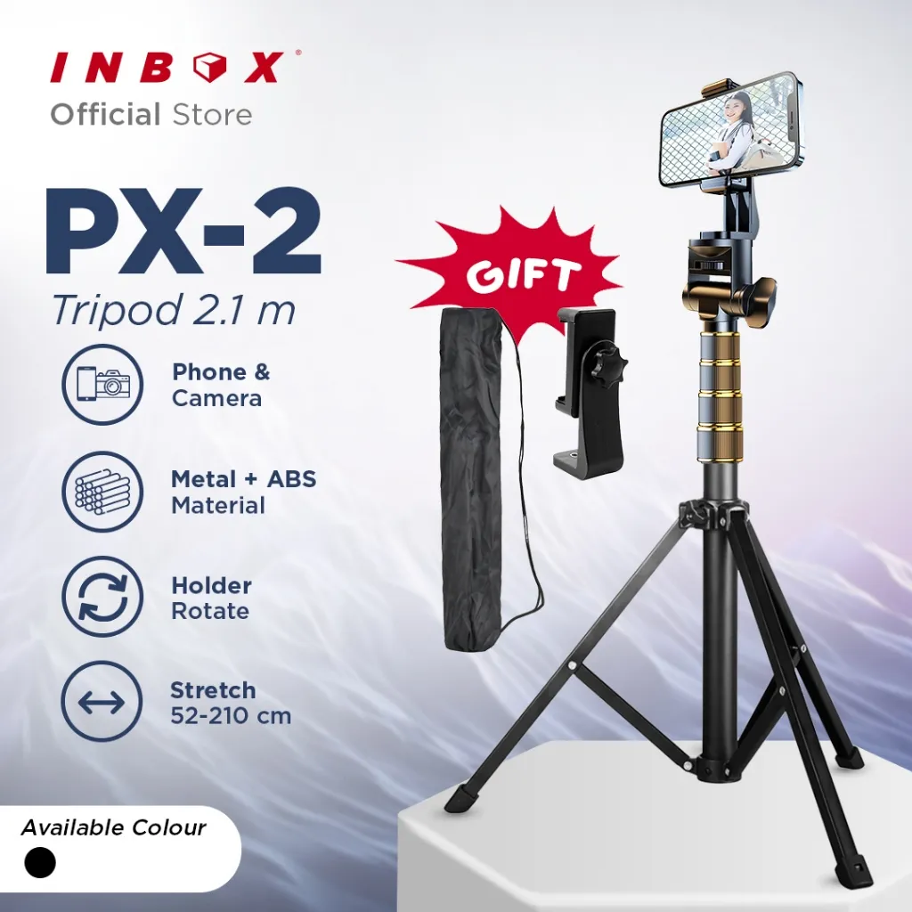 Tripod PX-2 tinggi 2,1 Meter Besi dengan Mini ball head dan Holder untuk Hp Ringlight Kamera Profesional