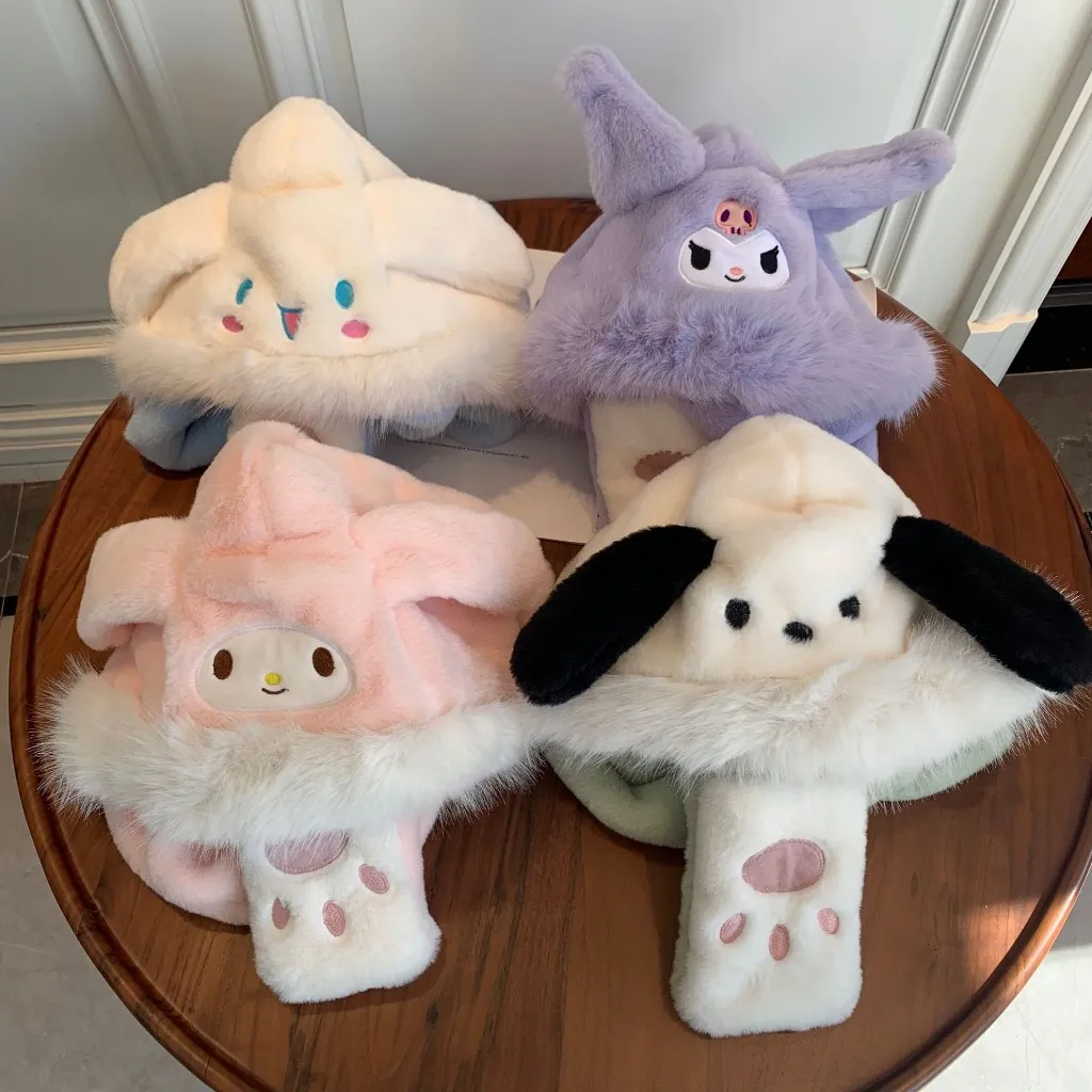( 3 - 16 Tahun ) Topi Winter Syal Anak Premium Kuromi Melody
