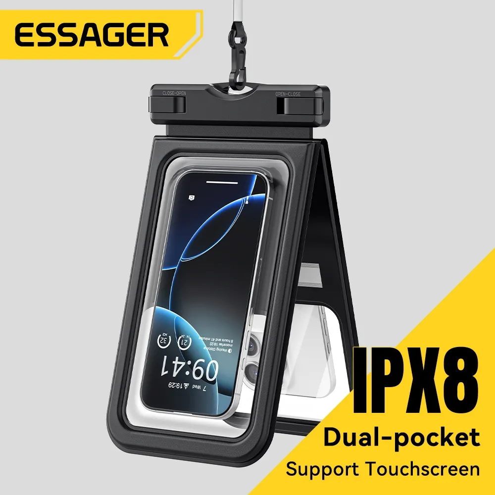 Essager IPX8 Tas ponsel kedap air HD lapisan ganda tas anti lembap bawah air