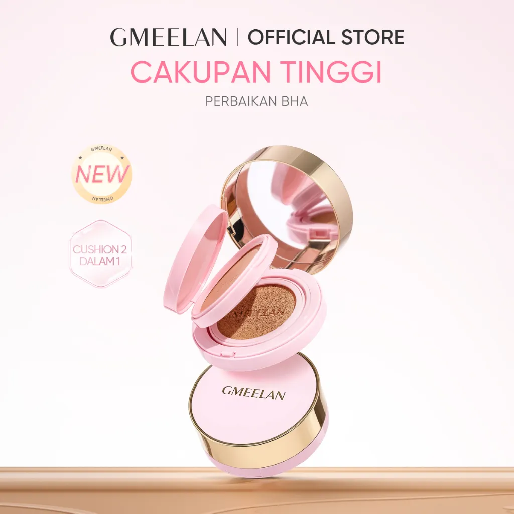 [New Launch] GMEELAN 2in1 High Coverage Cushion Powder Foundation Black Truffle BHA Repair 7g+10g Air Cushion Make Up Setting BB Cream Bedak Padat Kosmetik Wajah Cusion Compact Powder Oil-Control Waterproof Velvet To Matte