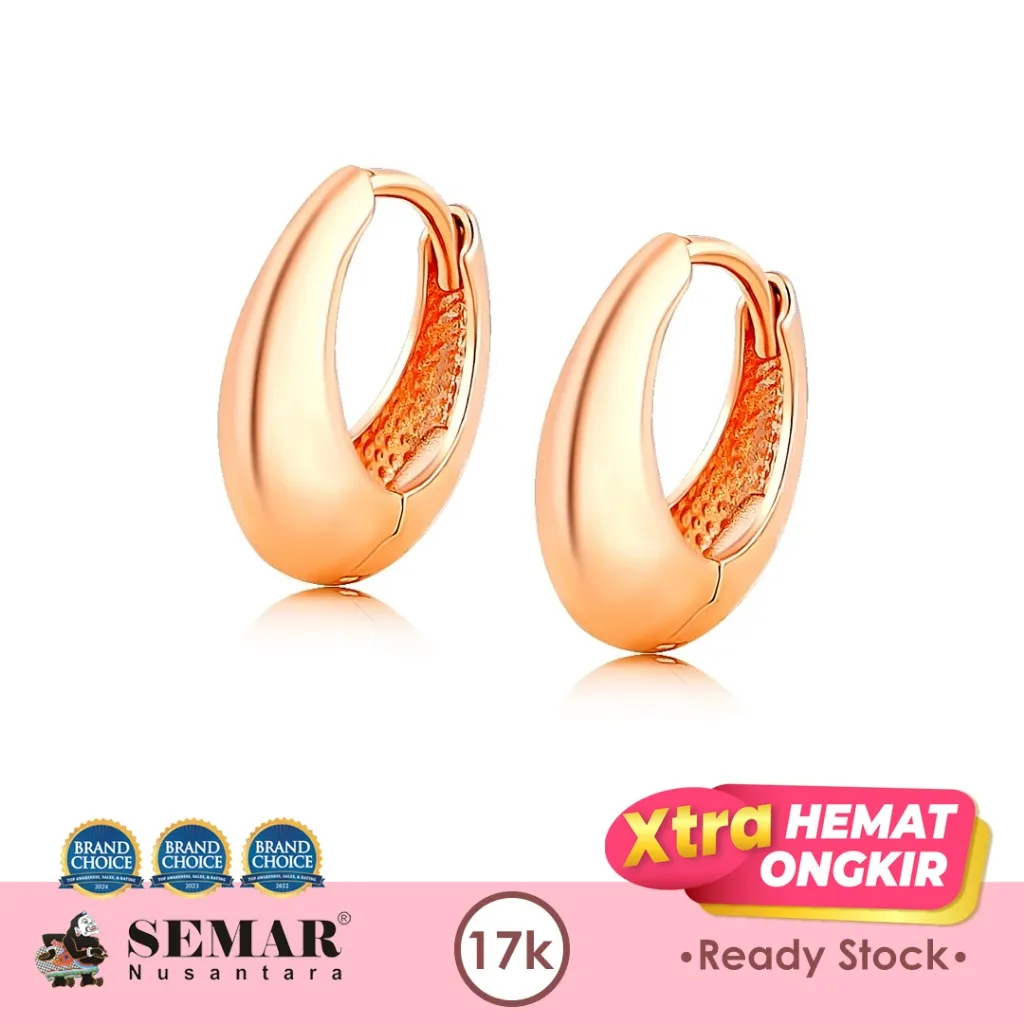 Anting Emas Meghan Dew Hoop Rose Gold 17K Semar Nusantara