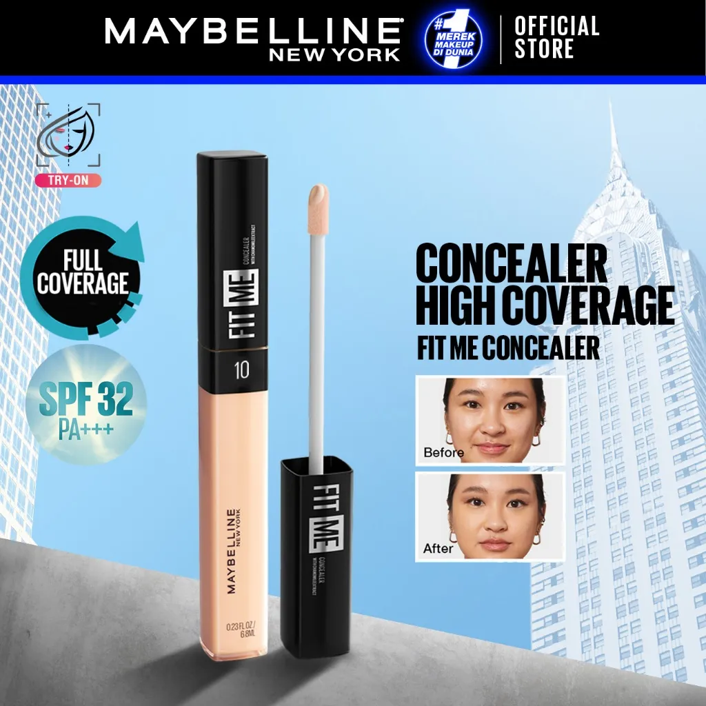 MAYBELLINE OFFICIAL Fit Me Liquid Concealer Make up - 6.7gr (Concealer Dengan Coverage Tinggi & Hasil Natural)