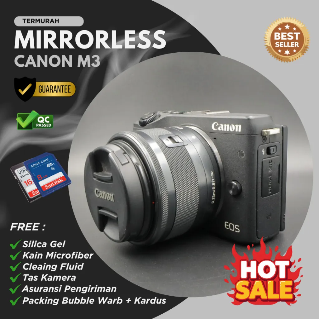 Kamera Mirrorless CANON EOS M3 Sudah WIFI & LAYAR SENTUH Cocok Untuk VLOG