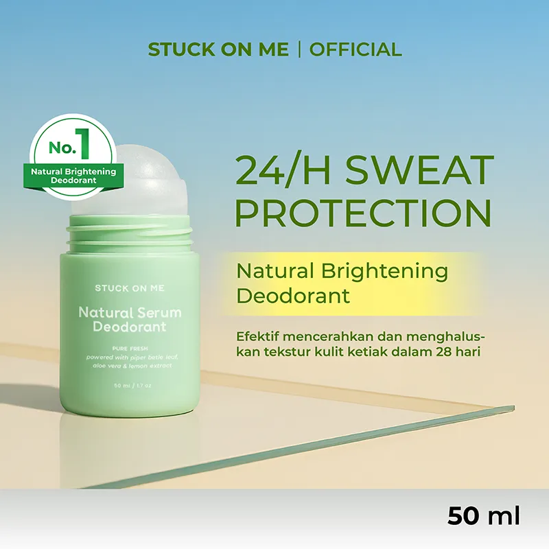 Stuck On Me - Natural Serum Deodorant 50ml - Roll On Pure Fresh Deodorant Alami Pencerah Ketiak Dan Menghaluskan Kulit Ketiak Kulit Sensitif Cruelty Free