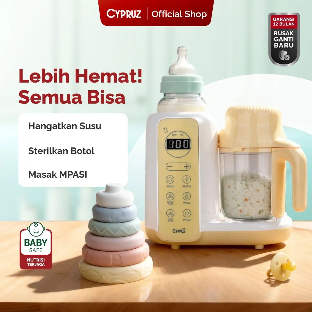 Cypruz Baby Food Processor Alat Pengukus Penghalus Penghangat Makanan Bayi Multifungsi 7 in 1