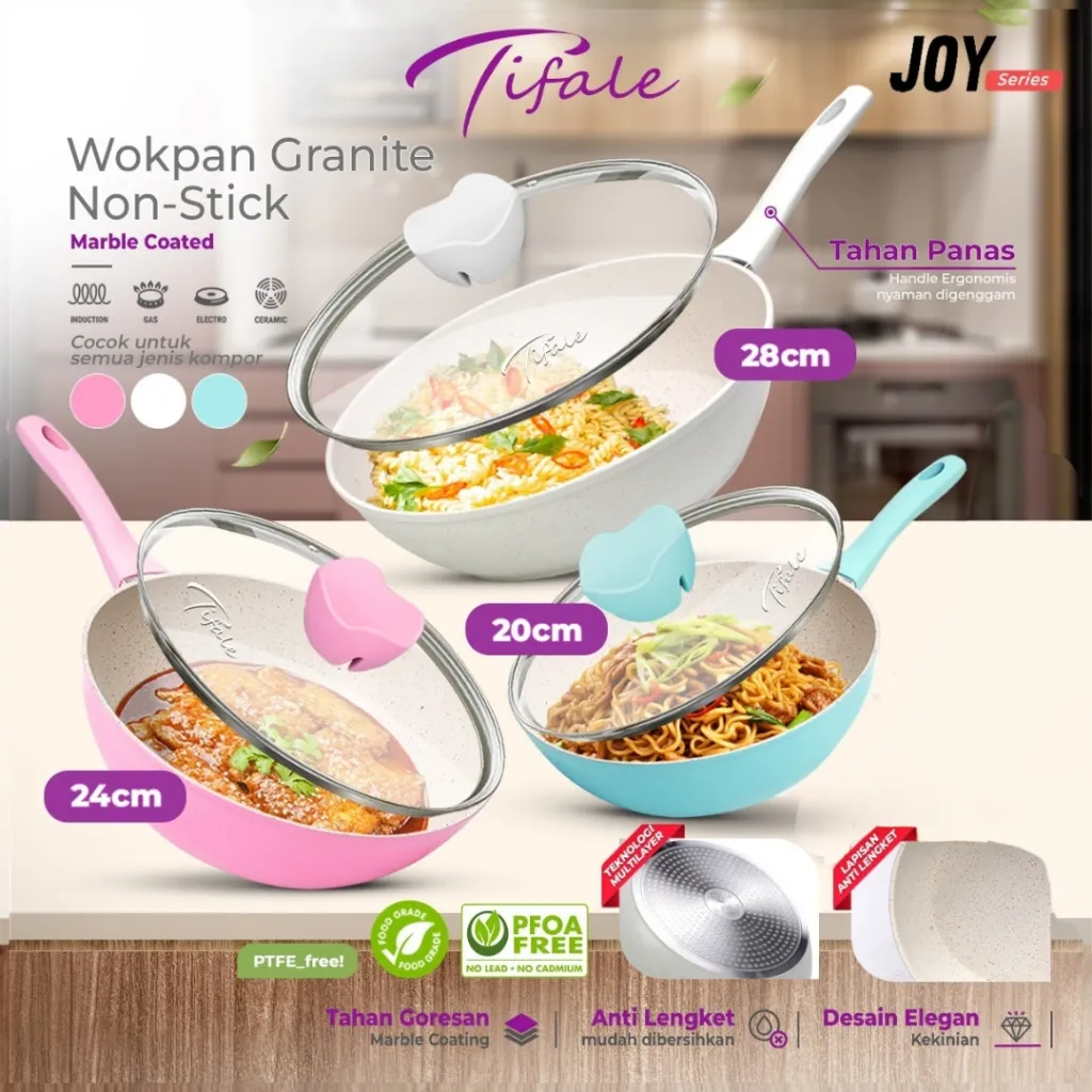 Tifale by Hongzhuo Joy Series Fry Pan 20CM 24CM 28CM Penggorengan Frypan Anti Lengket Panci Mpasi