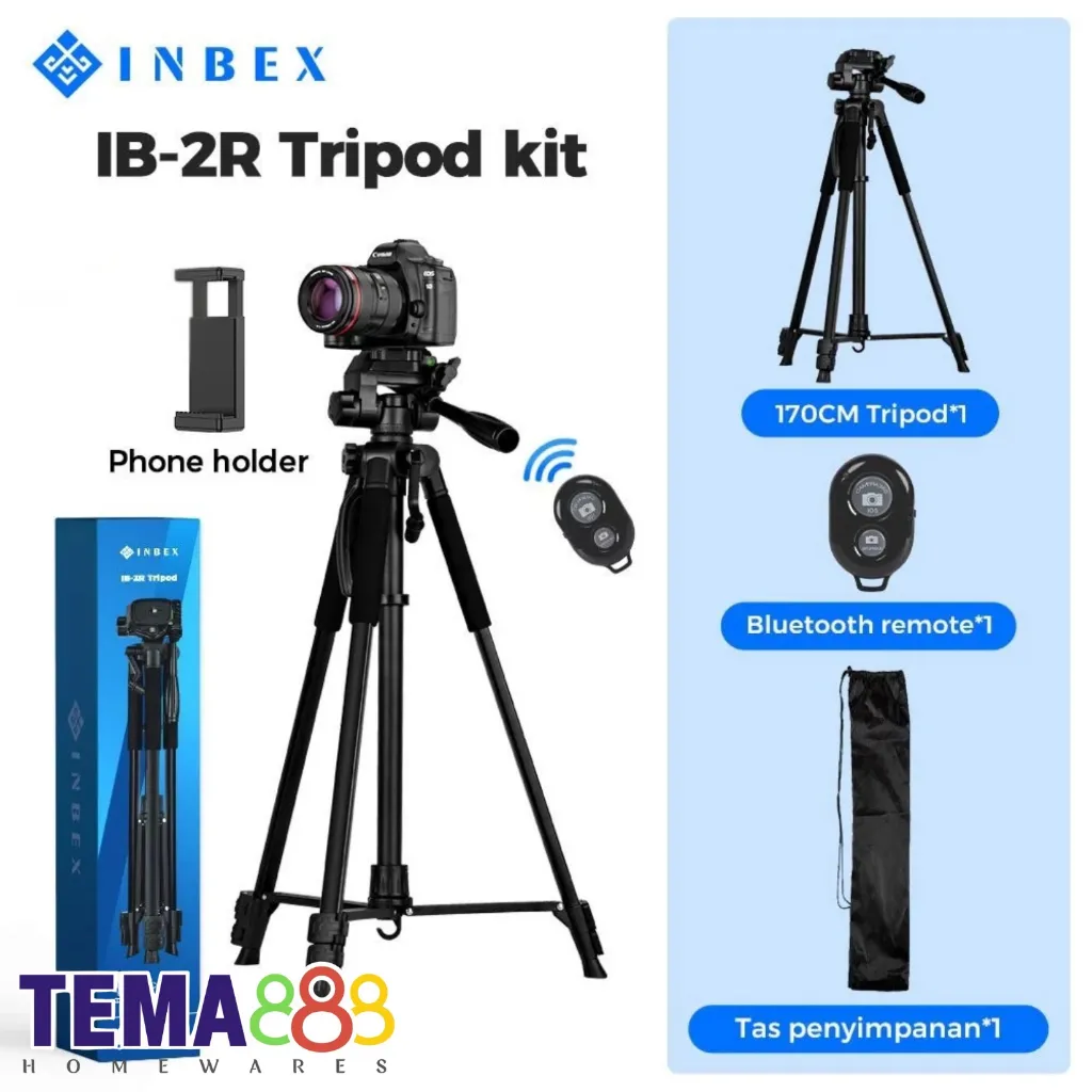 INBEX IB-2R 170CM Tripod Kamera Hp Aluminum Tripod Holder Tongsis Multifungsi DSLR Video Tripod