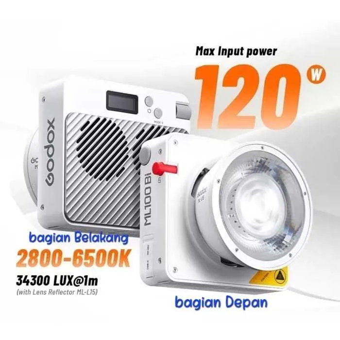 ML100Bi Only - Godox ML100Bi Bi-Color Portable Led Light ( Tanpa Handgrip Kit AK-B02)