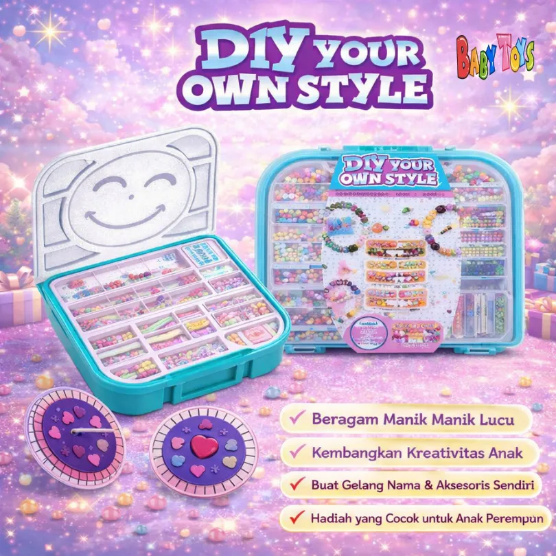 BabyToys Mainan Anak Perempuan Set Manik Manik Meronce Set Besar DIY Edukasi Gelang Anak Set Kreatif