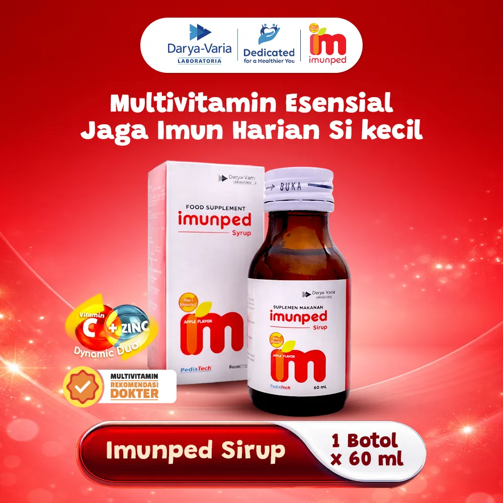 Imunped Sirup 60ml - Suplemen Anak dengan Vitamin C & Zinc untuk Memelihara Kesehatan dan Imunitas Tubuh | Vitamin Bayi | Zinc Anak | Vitamin Anak 2 Tahun | Multivitamin Anak Lengkap | Vitamin Zinc Anak